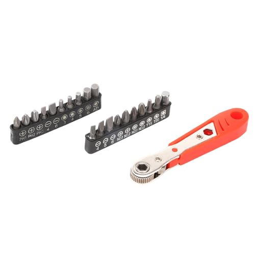 20pcs 1/4 Ratchet Right Angle Screwdriver 36-Tooth Small Ratcheting Wrench Bit Ratchet For Tight Spaces with Phillips Slotted Torx Hex Square and Adapter for Socket