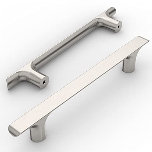 Amerdeco 10 Pack Brushed Satin Nickel Cabinet Pulls 5 Inch(128MM) Hole Centers Kitchen Cabinet Handles Hardware Kitchen Handles for Cabinets Cupboard Handles Drawer Pulls ZH0028 - color: Brushed Satin Nickel, size: 5"/128MM, style: 10 Pack