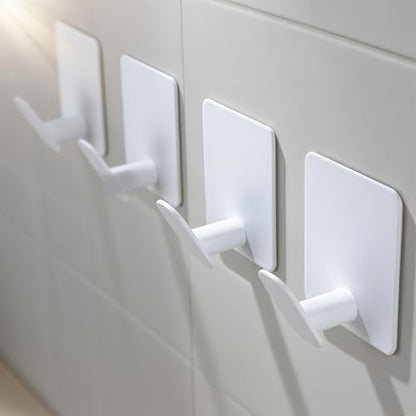 DELITON Adhesive Towel Hooks, SUS 304 Steel No Drill Shower Hooks - color: White-4