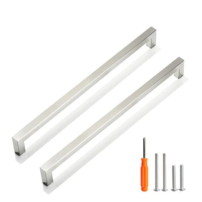 Cabinet Pulls Brushed Nickel Cabinet Handles Square Drawer Pulls, 30 Pack 11-1/3 Inch Stainless Steel Kitchen Door Cupboard Handles, Cabinet Hardware Drawer Handles, 288mm Hole Centers - color: Brushed Nickel, size: Two Hole - 11-1/3 inch Hole Centers(288