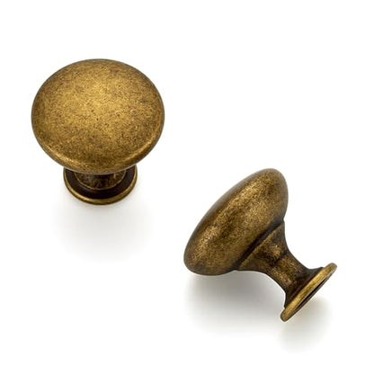 Ravinte Antique Brass Round Zinc Cabinet Knobs,1-1/6 Inch,30 Pack - color: Antique Brass