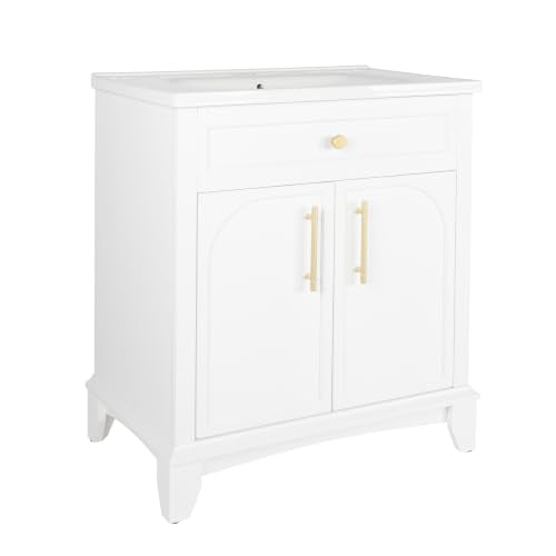 Bathroom Vanity Cabinet with Sink, White, 27.8 x 18.7 x 34 in