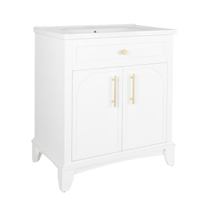 Bathroom Vanity Cabinet with Sink, White, 27.8 x 18.7 x 34 in