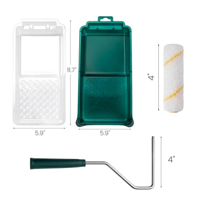 Paint Roller Kit, 14 Pack, 4 Inch Paint Roller with Tray Liners