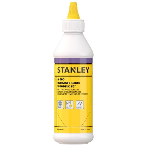 STANLEY D4 Fast Cure Wood Glue -1x13.5 Oz, High Strength, Quick Dry, Perfect for Woodworking, Furniture, and More | Water-Resistant Adhesive for Wood, Metal, Concrete, Ceramic | 1 Pack - size: 1 Pack