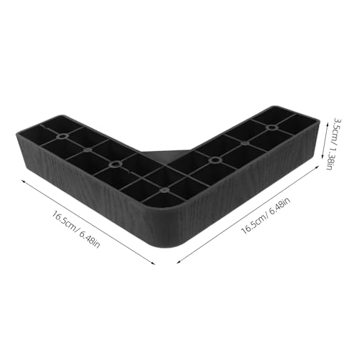 NUOBESTY 4pcs Black Plastic L-Shaped Furniture Legs for Sofa and Bed - size: 16.50X16.50X3.50CM