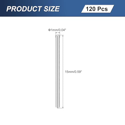 uxcell 120Pcs M1x15mm 304 Stainless Steel Dowel Pin, Cylindrical Shelf Support Peg Pin Parallel Pin Fastener for Mechanical Manufacturing, Industry, Furniture Installation, Silver - size: M1x15mm
