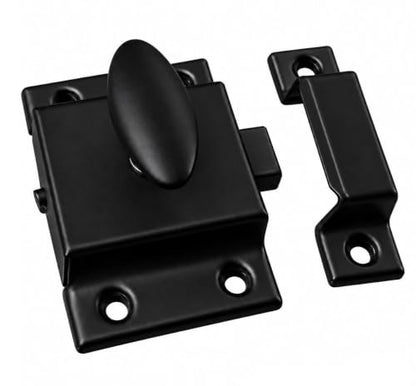 QCAA Oval Turn Cabinet Latch, for Cupboard & Other Furniture, Large, Matte Black, Made in Taiwan, 1 Pack - color: Matte Black, size: 1pack-large