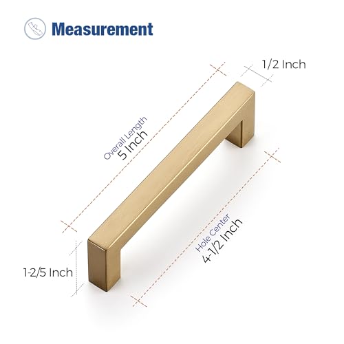 Ravinte Champagne Bronze Square Pulls Cabinet Handles,4-1/2 Inch,30 Pack - color: Champagne Bronze, size: 4-1/2 Inch Hole Center
