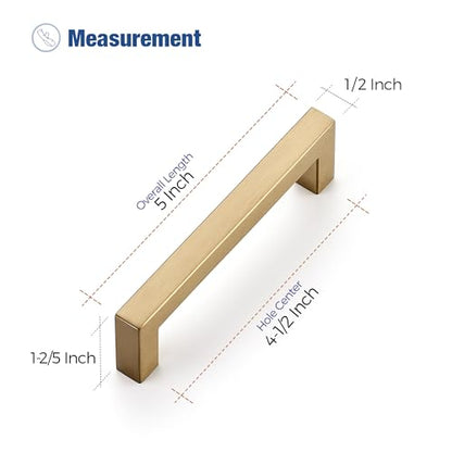 Ravinte Champagne Bronze Square Pulls Cabinet Handles,4-1/2 Inch,30 Pack - color: Champagne Bronze, size: 4-1/2 Inch Hole Center