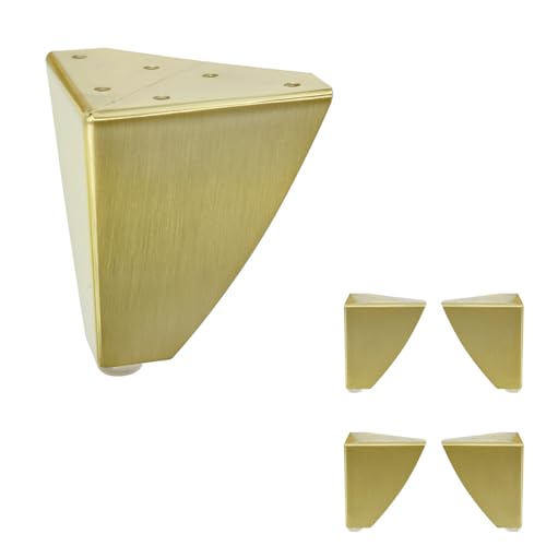Set of 4 Classic Style Sofa Cabinet Tables with Heavy-Duty Metal Legs – Durable Furniture for Living Room, Entryway, and Bedroom (Brushed Brass, 4" H) - color: Brushed Brass, size: 4"H