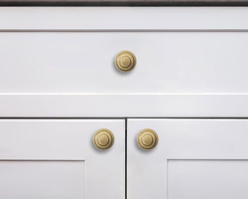 khtumeware 10 Pack 1-1/4 Inch(32mm) Brushed Brass Round Cabinet Knobs Heavy Duty Soild Warm Brass Cabinet Knobs Kitchen Brushed Gold Cabinet Hardware for Cupboard Drawer Handles - color: Brushed Brass, size: 1-1/4"(32mm)Diameter