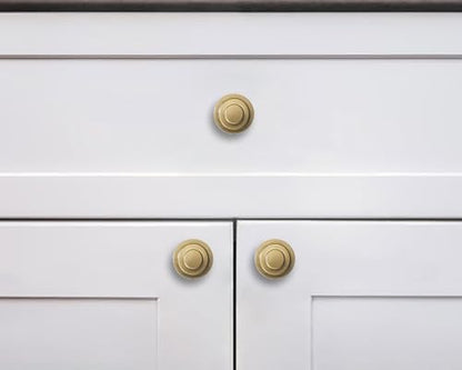 khtumeware 10 Pack 1-1/4 Inch(32mm) Brushed Brass Round Cabinet Knobs Heavy Duty Soild Warm Brass Cabinet Knobs Kitchen Brushed Gold Cabinet Hardware for Cupboard Drawer Handles - color: Brushed Brass, size: 1-1/4"(32mm)Diameter