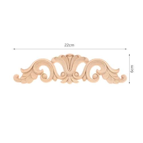 1Pc Wood Carved Appliques Long Wooden Onlays Furniture DIY 8.66"x2.36" - color: 1Pc, size: 22x6cm/8.66"x2.36"