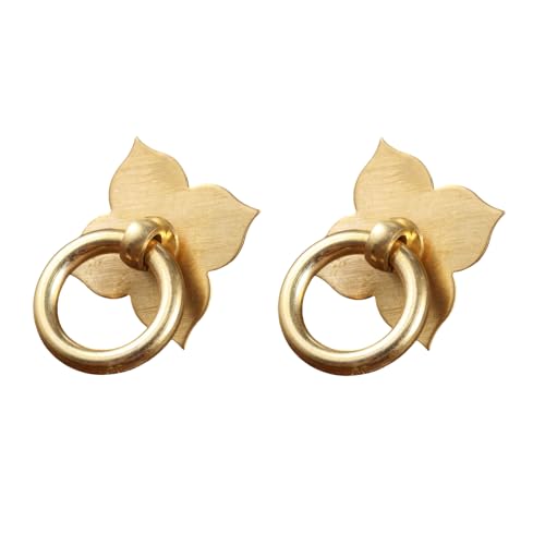 1Pc Brass Drawer Pulls Ring Dresser Knobs, 1.89"x1.69" - color: Brass, style: Four Corner Flower