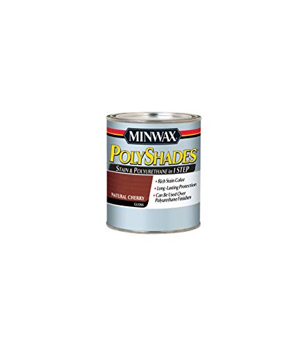 Minwax PolyShades Wood Stain + Polyurethane Finish – ½ Pint, Natural Cherry, Gloss - color: Natural Cherry, size: 0.25 Quart, style: Gloss