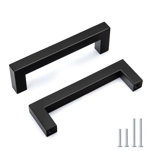 Goldenwarm 35 Pack 3-3/4 in Matte Black Cabinet Handles Square Drawer Pulls - color: Matte Black, size: 3 3/4 Inch Hole Center