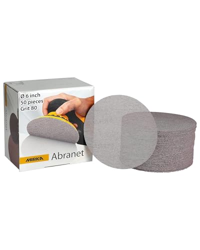 Mirka Abranet 6 Inch 80 Grit Mesh Sanding Discs, Hook and Loop, 50 Pack - size: Grit 80
