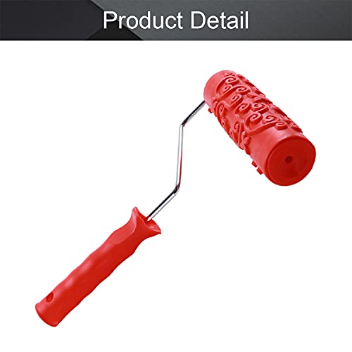 Utoolmart 7" Home Wall Rubber Paint Roller 175mm Wooden Grain Painting Roller with Plastic Handle 1Pcs - size: EG190T