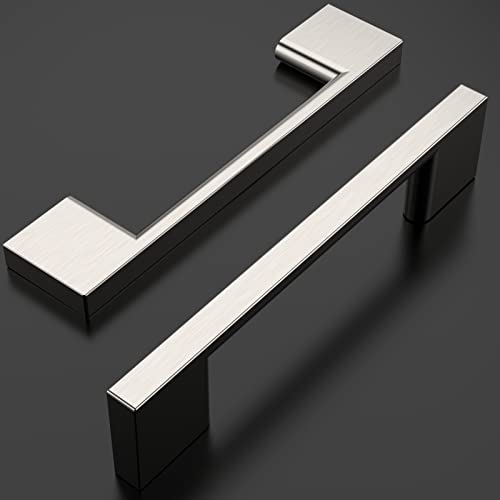 Amerdeco 10 Pack Brushed Satin Nickel Cabinet Pulls 3-3/4 Inch(96MM) Hole Centers Kitchen Cabinet Handles Cabinet Hardware Kitchen Handles for Cabinets Cupboard Handles Drawer Pulls ZH0060 - color: Brushed Satin Nickel, size: 3.75" hole center