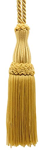 DÉCOPRO Decorative Silky 5" (12.5cm) Key Tassel 5" (12.5cm) Loop (Style# SKT) Antique Gold #C4 (Dark Yellow Gold) Set of 2 - color: Antique Gold #C4 (Dark Yellow Gold), size: Set of 2