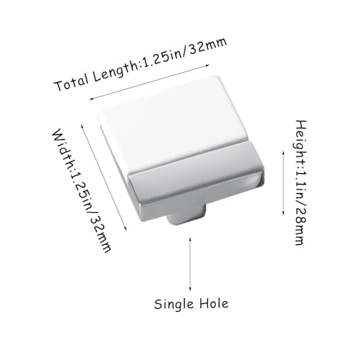 10 Pack White Silver Square Cabinet Knobs, Single Hole - color: White Silver, size: Square