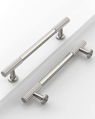 Brushed Satin Nickel Cabinet Handles Kitchen Pulls 5 Inch 10 Pack - color: Brushed Satin Nickel, size: Handle - 5"/128MM Hole Center