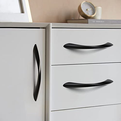 Black Cabinet Pulls 5 Inch Arch Twisted Matte Black Handles Drawer Kitchen Cupboard Bathroom Dresser Cabinet Hardware Zinc Alloy 5 Pack - color: Black, size: 5 Inch Hole Centers