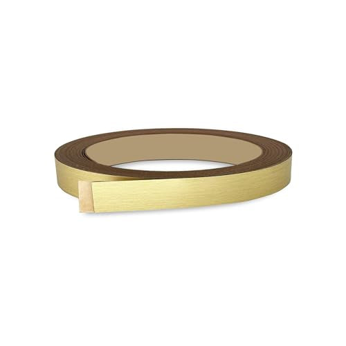 Brushed Gold PVC 1/2 inch x 25 ft Edge Banding Peel Stick Tape Adhesive Metal Edging Veneer Aluminum Trim Flexible Strip Molding Mdf Wood Cabinet Laminate Shelf Furniture Countertop Formica Plywood - color: Brushed Gold, size: 1/2 inch x 25 ft