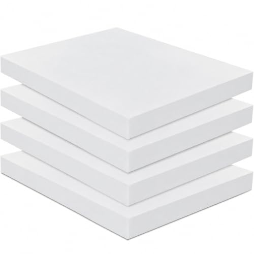 Frienda 4 Pack 2" x 16" x 17" Upholstery High Density Foam Cushion, White - color: White, size: 2" x 16" x 17"