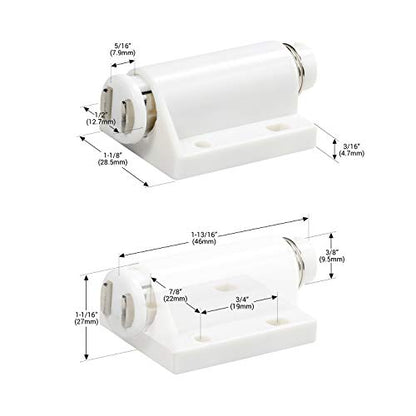 Rok Hardware Magnetic Kitchen Cabinet Furniture Door Touch Push to Open Latch Catch (2 Pack, White) - color: White