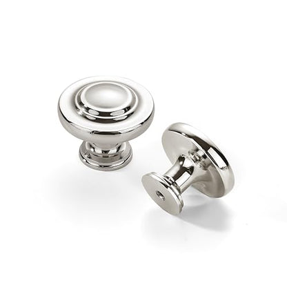 khtumeware 4 Pack Large 1-3/4 Inch Cabinet Knob, Metal Zinc Alloy Handle, Polished Nickel Drawer Handle, Bifold Closet/Wardrobe/Cabinet/Bathroom Cabinet Door Knobs, Durable - color: Polished Nickel, size: 1-3/4 Inch Diameter-Knob