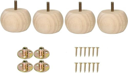 Set of 4 Unfinished Bun Feet Furniture feet 2inches Solid Short Hardwood Round Ottoman Couch Sofa Legs Cabinet Ottoman DIY Wood Furniture Legs - color: Round Unfinished