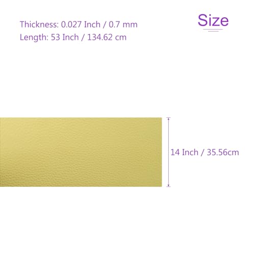 DMiotech 1 Pack 14 Inch x 53 Inch Faux Leather Sheet Furniture Cover Soft Grain Light Yellow PU Leather Roll for Handmade DIY Craft Projects - color: Light Yellow