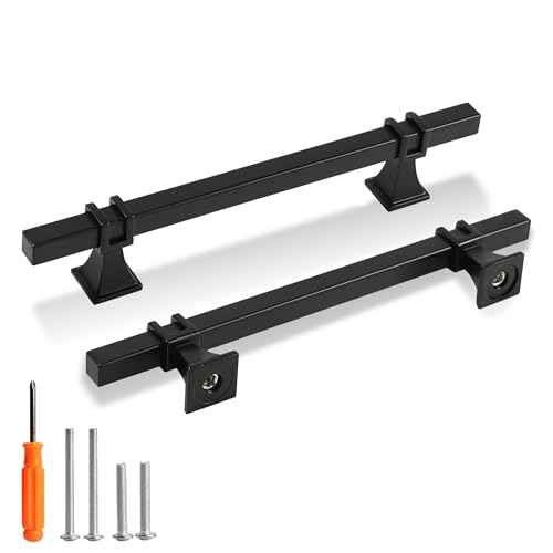 Cabinet Pulls Matte Black Cabinet Handles, 10 Pack 6-1/4 Inch Kitchen Door Cupboard Wardrobe Drawer Handles, Cabinet Hardware Bar Drawer Pulls, 160mm Hole Centers - color: Black, size: 6-1/4 inch Hole Centers Pull