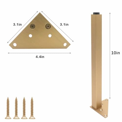 Geesatis 10" Adjustable Table Legs,4Pcs Aluminum Alloy Furniture Legs - color: Brushed Antique Gold, size: 10 In