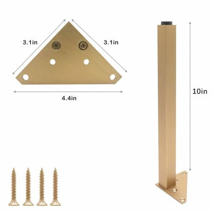 Geesatis 10" Adjustable Table Legs,4Pcs Aluminum Alloy Furniture Legs - color: Brushed Antique Gold, size: 10 In