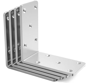 5" X 5" X 2.5" Heavy Duty L Brackets for Wood (4 PCS), L-Shaped Corner Brackets for Shelving and Furniture , Silver - size: 5x5x2.5” ( 4 Pack)