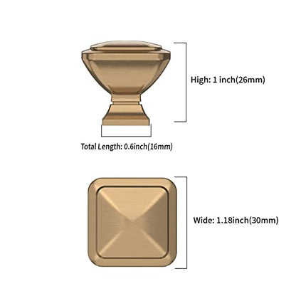 9BUILD 10 Pack Champagne Bronze Cabinet Knobs,Solid Square Drawer Pulls - color: Champagne Bronze, size: 1.2"/30MM
