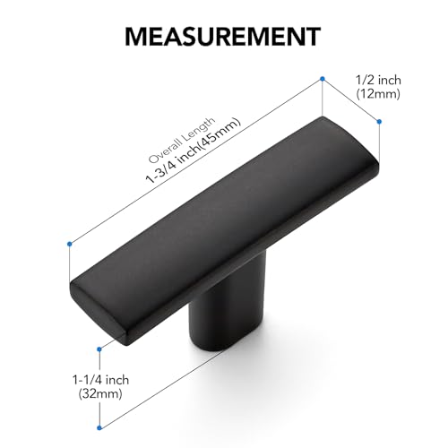 10 Pack Matte Black Cabinet Knobs 1-3/4 Inch Black Curved Drawer Knobs - color: Black&Curved