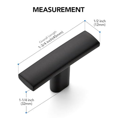 10 Pack Matte Black Cabinet Knobs 1-3/4 Inch Black Curved Drawer Knobs - color: Black&Curved