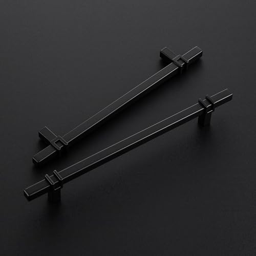 HOME EDIT 25 Pack 7-1/2 inch Black Cabinet Handles, Kitchen Cabinet Handles Matte Black Drawer Pulls Zinc Alloy Square Bar Kitchen Pulls - color: Black, size: 7-1/2 Inch Hole Center