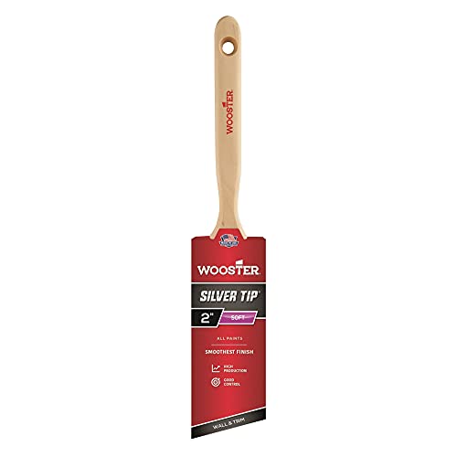 Wooster Brush 5221-2 Tip Angle Sash Paintbrush, 2-Inch, Nylon/Polyester, White, Silver - size: 2 Inch