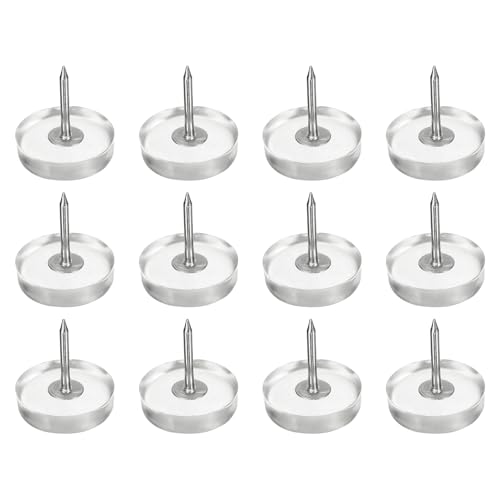 uxcell 12Pcs Furniture Sliders, 22mm Round Plastic Furniture Guides Nail-on Pads, Hardwood Floor Protectors for Chair, Table, Desk, Cabinet Leg, Transparent - size: 22mm