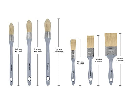 ROLLINGDOG Trim Paint Brush Pointed Round Edge Paint Brush Flat Paintbrush - color: Plastic Handle 6pc Set