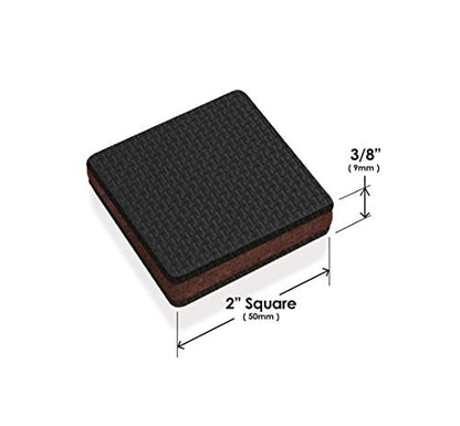 Slipstick GorillaPads CB142 Non-Slip Furniture Pads/Grippers (Set of 8) Furniture Leg Floor Protectors, 2 Inch Square, Black - size: 2" Square