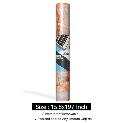 Livelynine 15.8"X197" Teal Marble Wallpaper Peel and Stick Countertop Waterproof Marble Contact Paper for Countertops Bathroom Self Adhesive Counter Top Vinyl Wrap Kitchen Table Desk Covers Counters - color: Blue Marble Contact Paper, size: 15.8" x 197"