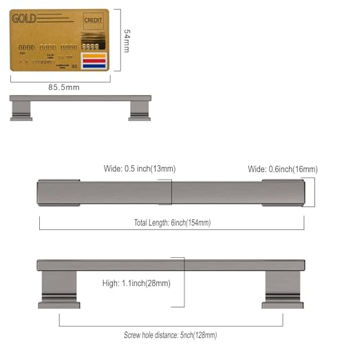 Amerdeco 10 Pack Brushed Black Nickel Cabinet Pulls 5" - color: Brushed Black Nickel, size: 5" hole center