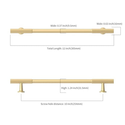 Asidrama 10 Pack 10 inch Brushed Gold Kitchen Cabinet Handles - color: Brushed Gold, size: 10" Hole Center