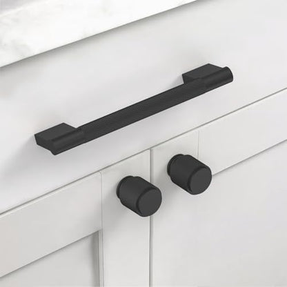 Asidrama 10 Pack 5 inch Matte Black Knurled Cabinet Handles - color: Matte Black, size: 5" Hole Center(128mm)